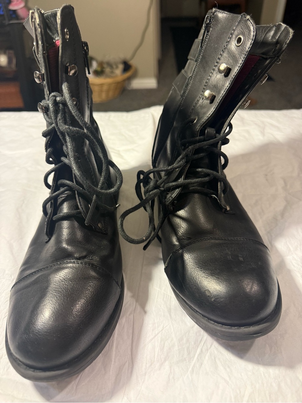 Black Lace-Up Women's Combat Boots